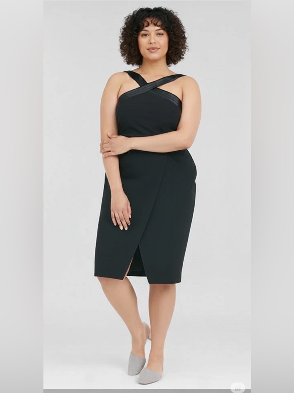 Lavish Alice Black Cross-Strap Sheath Dress